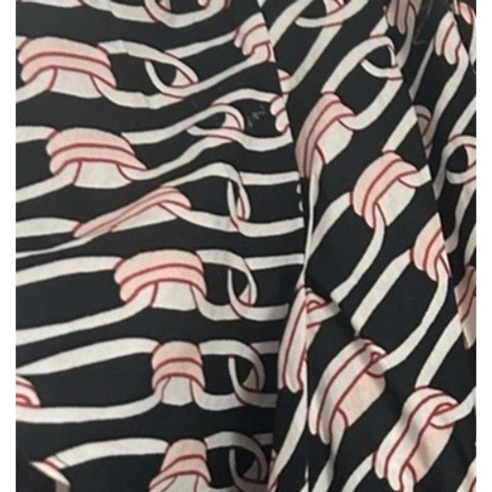 Anthropologie Somerset Mini Dress Women Large Black Chain Print Smocked Preppy - Picture 8 of 8